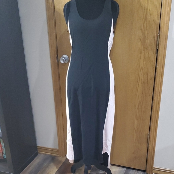 Wilfred High Low Tank Maxi Dress in Black and White - Picture 1 of 7